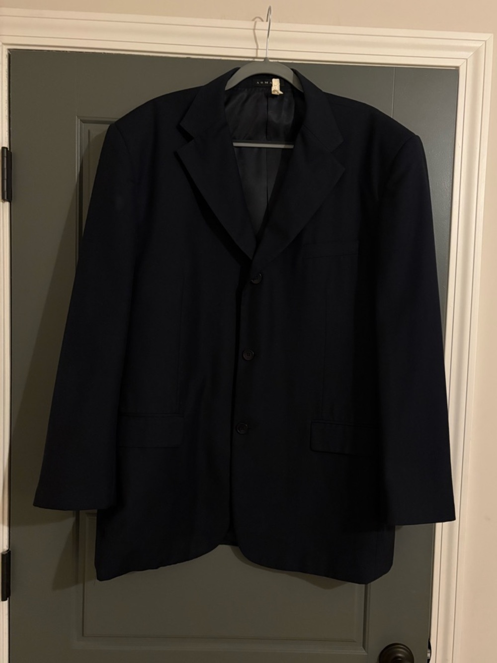Giorgio Armani Blazer Black Single Button Wool Blend Jacket Size 58